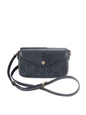 Gucci GG Mini Leather Shoulder Bag Crossbody Black